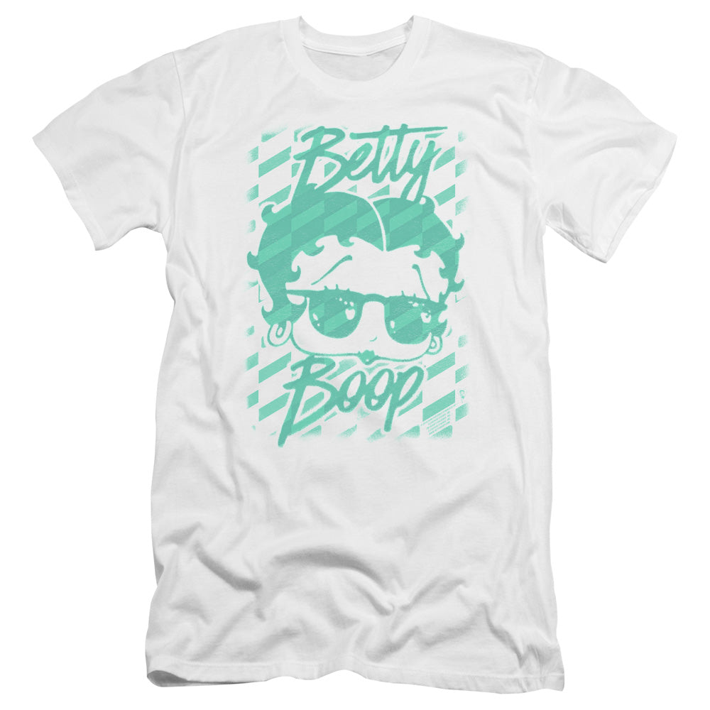 AN OFFCIALLY LICENSED BETTY BOOP SUMMER SHADES MEN'S PREMIUM SLIM FIT T-SHIRT WHITE