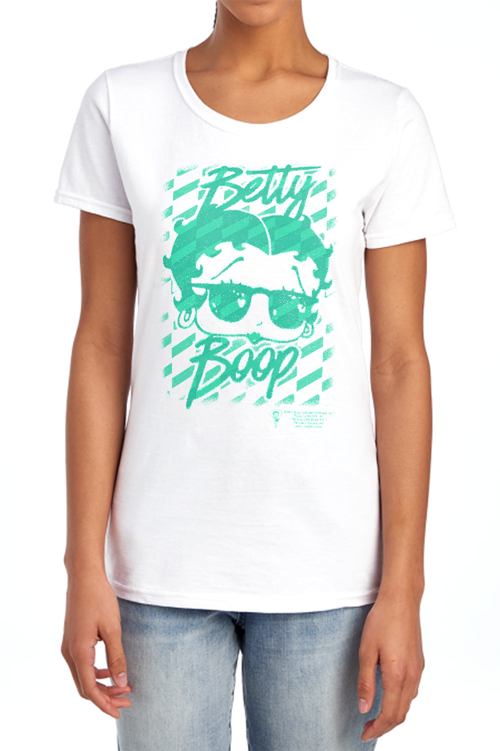 AN OFFCIALLY LICENSED BETTY BOOP SUMMER SHADES WOMEN'S REGULAR FIT T-SHIRT WHITE