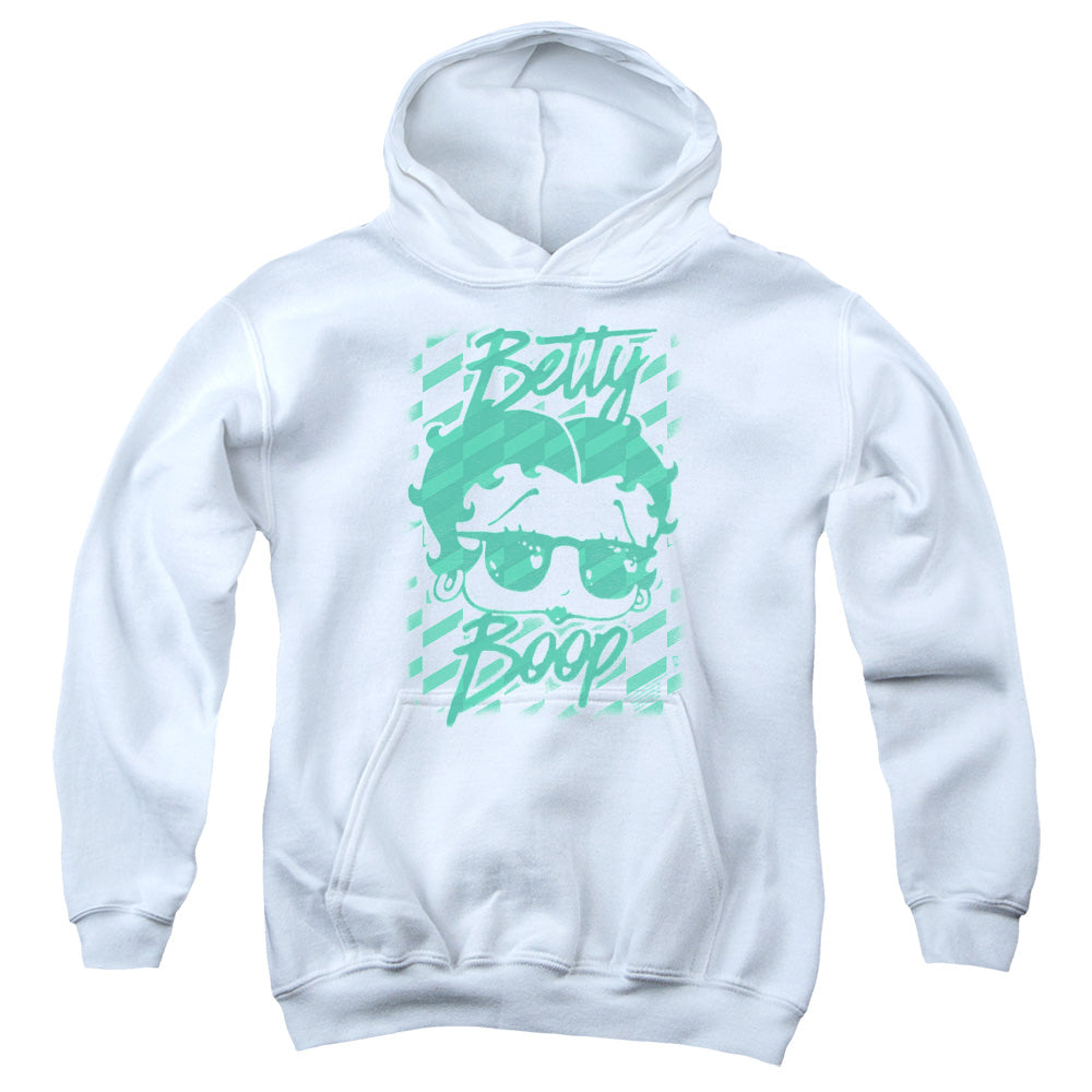 AN OFFCIALLY LICENSED BETTY BOOP SUMMER SHADES YOUTH HOODIE WHITE