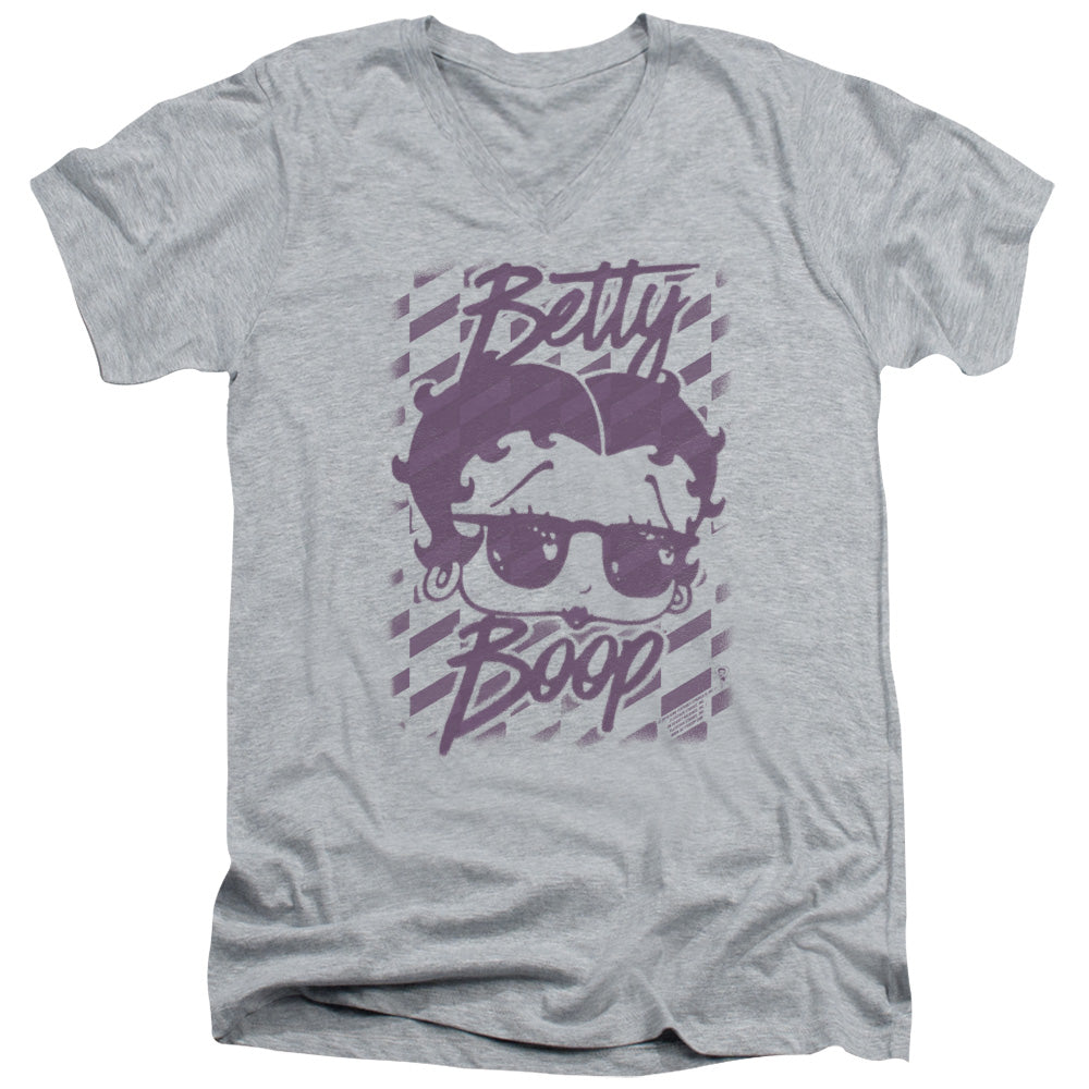 AN OFFCIALLY LICENSED BETTY BOOP SUMMER SHADES MEN'S V-NECK T-SHIRT ATHLETIC HEATHER