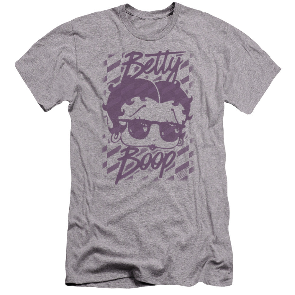 AN OFFCIALLY LICENSED BETTY BOOP SUMMER SHADES MEN'S PREMIUM SLIM FIT T-SHIRT ATHLETIC HEATHER