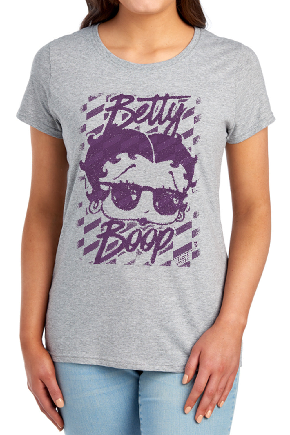 AN OFFCIALLY LICENSED BETTY BOOP SUMMER SHADES WOMEN'S REGULAR FIT T-SHIRT ATHLETIC HEATHER