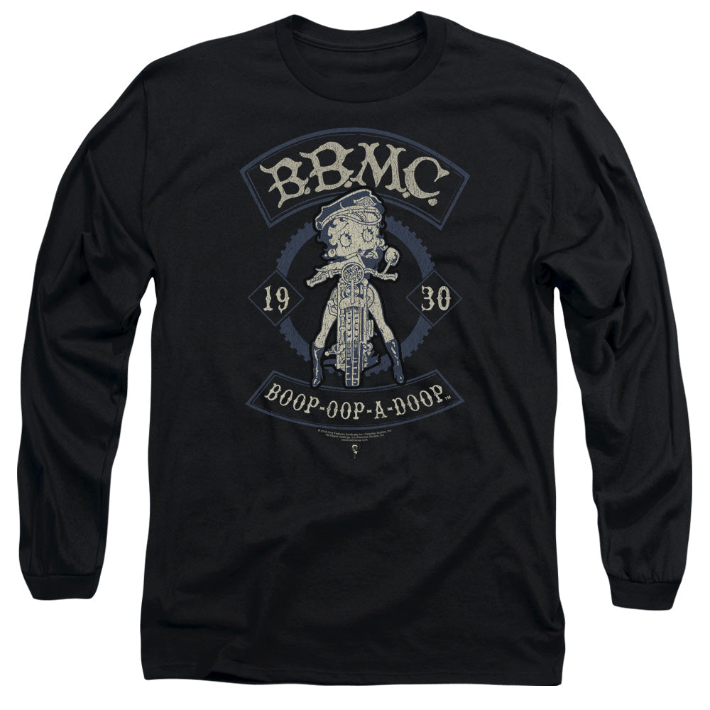 AN OFFCIALLY LICENSED BETTY BOOP B.B.M.C. MEN'S LONG SLEEVE T-SHIRT BLACK