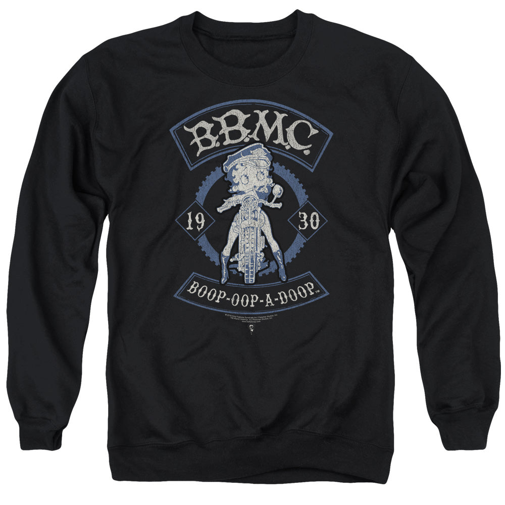 AN OFFCIALLY LICENSED BETTY BOOP B.B.M.C. ADULT UNISEX CREWNECK SWEATSHIRT BLACK