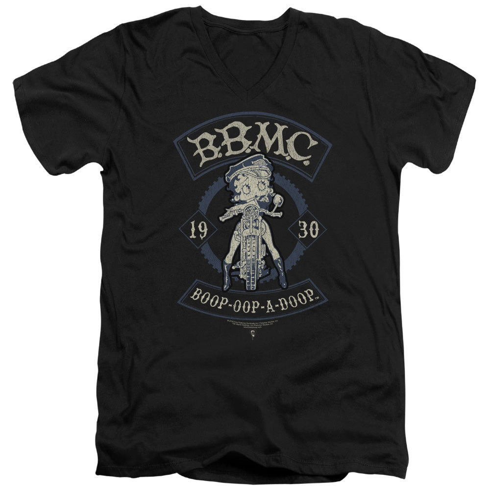 AN OFFCIALLY LICENSED BETTY BOOP B.B.M.C. MEN'S V-NECK T-SHIRT BLACK