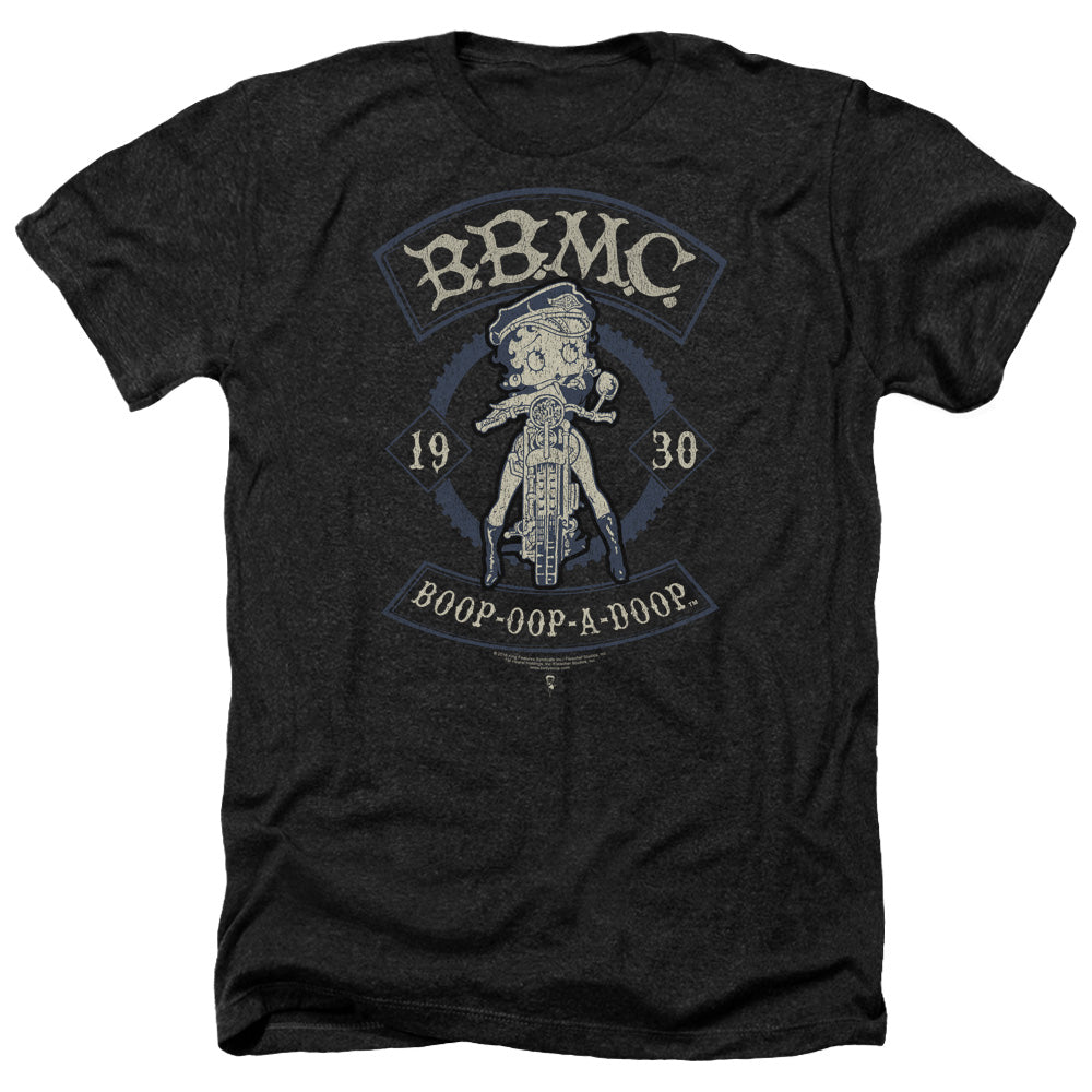 AN OFFCIALLY LICENSED BETTY BOOP B.B.M.C. MEN'S HEATHER T-SHIRT CHARCOAL
