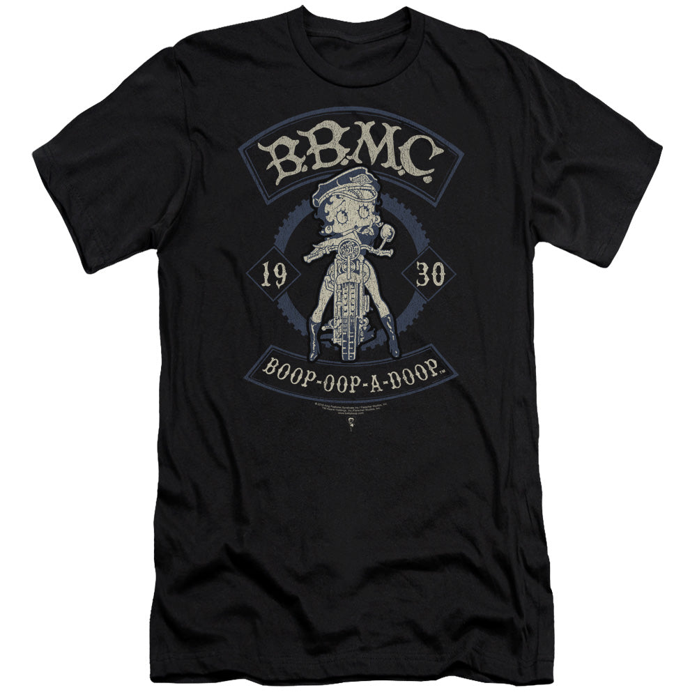 AN OFFCIALLY LICENSED BETTY BOOP B.B.M.C. MEN'S PREMIUM SLIM FIT T-SHIRT BLACK