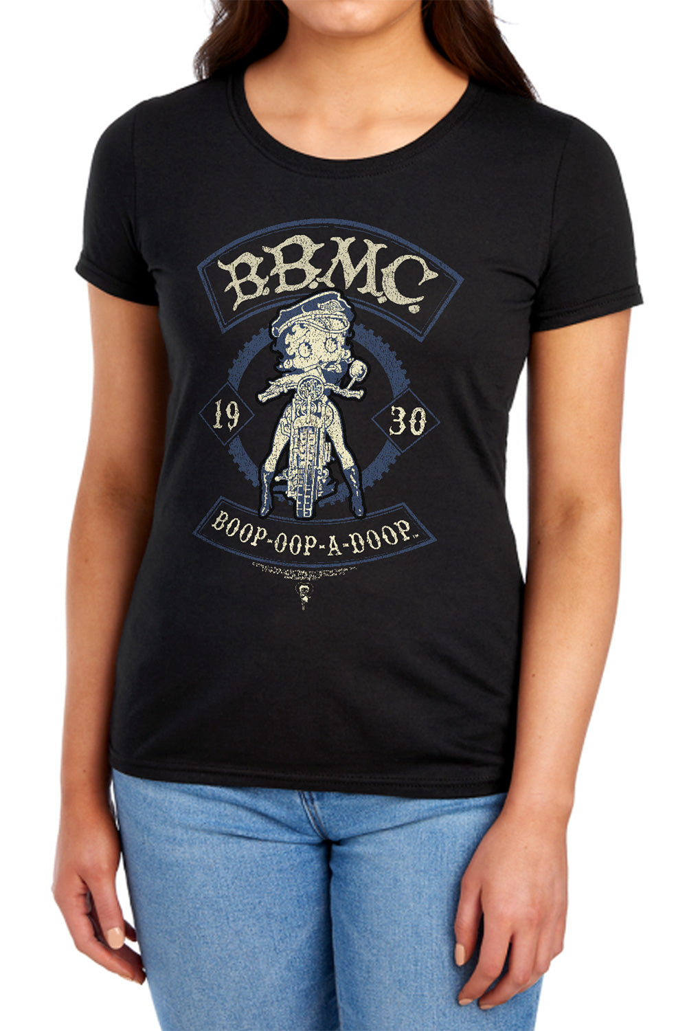 AN OFFCIALLY LICENSED BETTY BOOP B.B.M.C. WOMEN'S REGULAR FIT T-SHIRT BLACK