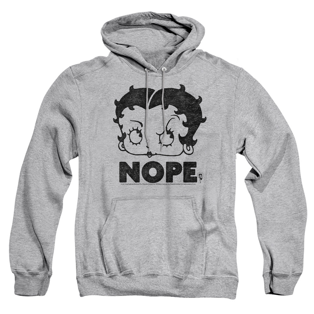 AN OFFCIALLY LICENSED BETTY BOOP BOOP NOPE ADULT UNISEX PULLOVER HOODIE ATHLETIC HEATHER