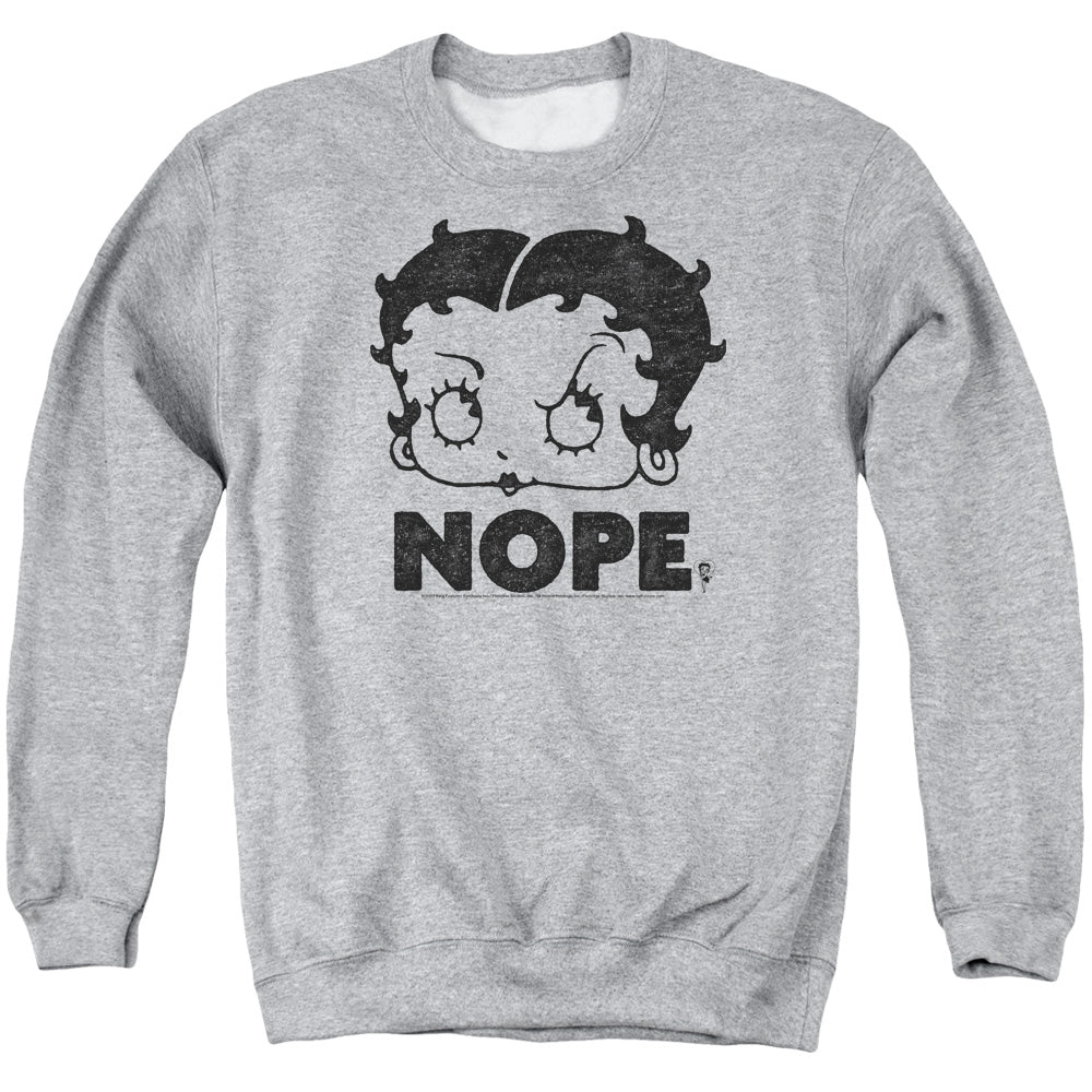AN OFFCIALLY LICENSED BETTY BOOP BOOP NOPE ADULT UNISEX CREWNECK SWEATSHIRT ATHLETIC HEATHER