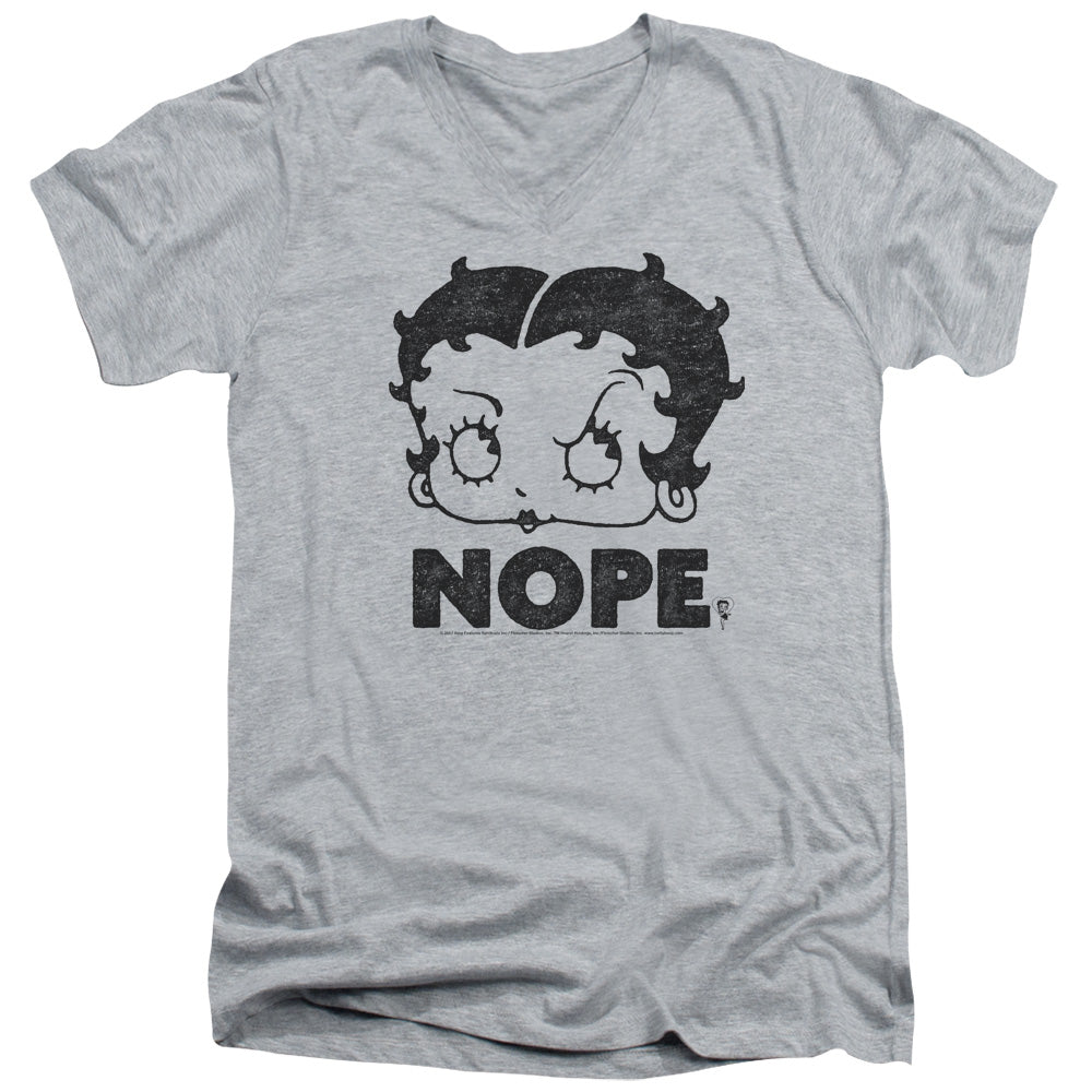 AN OFFCIALLY LICENSED BETTY BOOP BOOP NOPE MEN'S V-NECK T-SHIRT ATHLETIC HEATHER