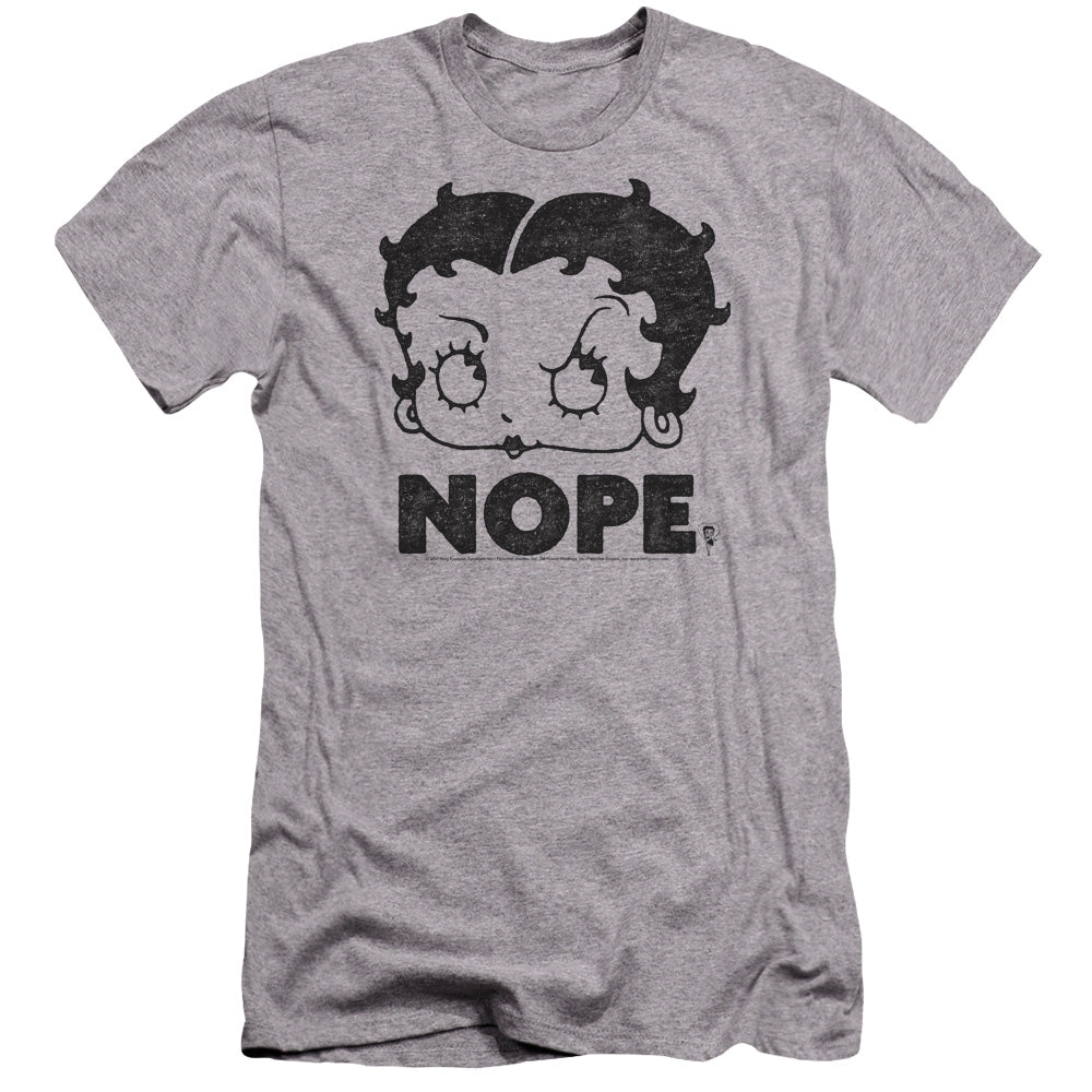 AN OFFCIALLY LICENSED BETTY BOOP BOOP NOPE MEN'S PREMIUM SLIM FIT T-SHIRT ATHLETIC HEATHER