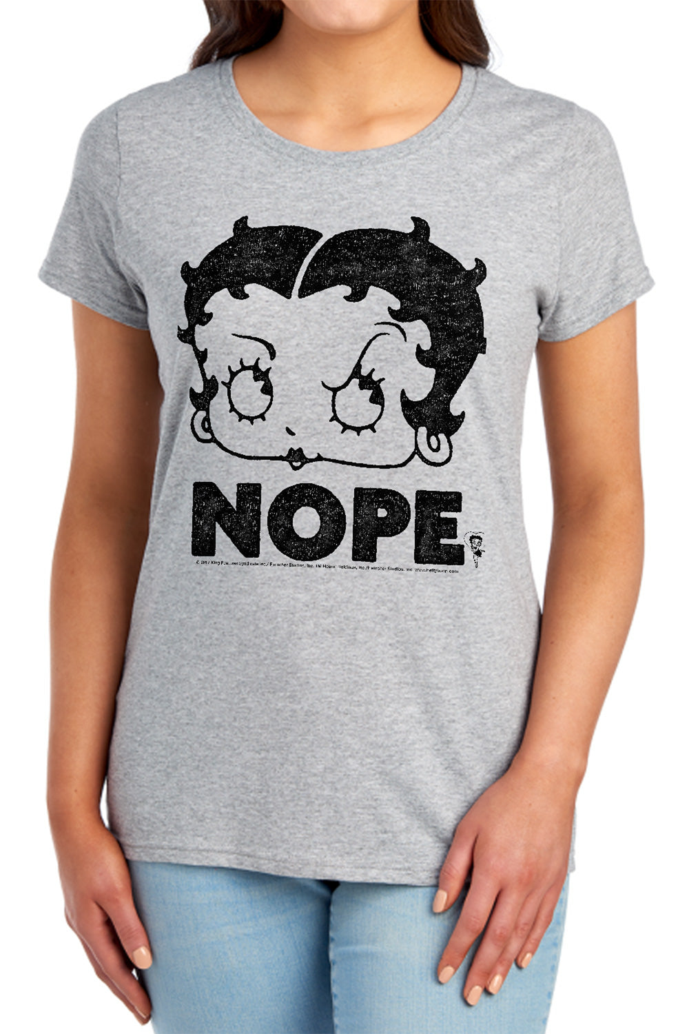 AN OFFCIALLY LICENSED BETTY BOOP BOOP NOPE WOMEN'S REGULAR FIT T-SHIRT ATHLETIC HEATHER