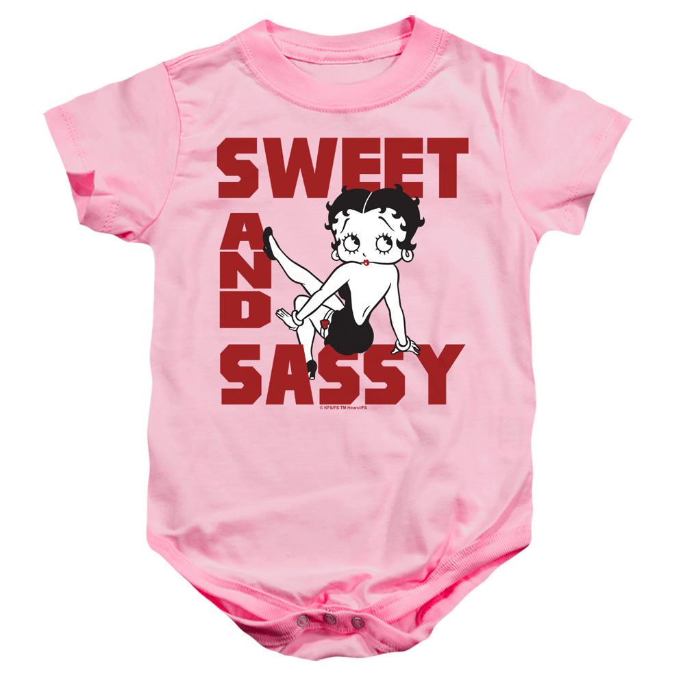 AN OFFCIALLY LICENSED BETTY BOOP SWEET AND SASSY BABY BODYSUIT PINK