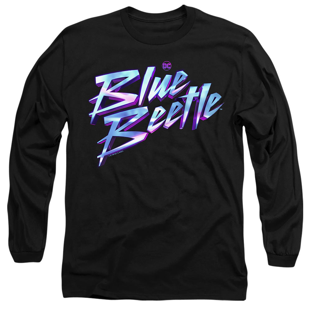 AN OFFCIALLY LICENSED BLUE BEETLE (2023) LOGO MEN'S LONG SLEEVE T-SHIRT BLACK