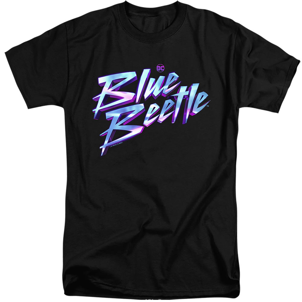 AN OFFCIALLY LICENSED BLUE BEETLE (2023) LOGO MEN'S TALL FIT T-SHIRT BLACK