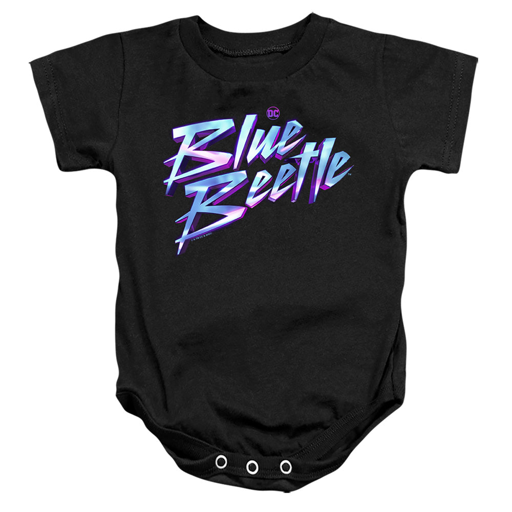 AN OFFCIALLY LICENSED BLUE BEETLE (2023) LOGO BABY BODYSUIT BLACK