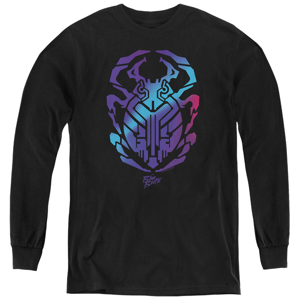 AN OFFCIALLY LICENSED BLUE BEETLE (2023) SCARAB YOUTH LONG SLEEVE T-SHIRT BLACK