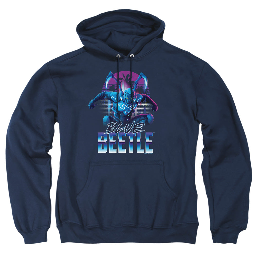 AN OFFCIALLY LICENSED BLUE BEETLE (2023) CITY PROTECTOR ADULT UNISEX PULLOVER HOODIE NAVY