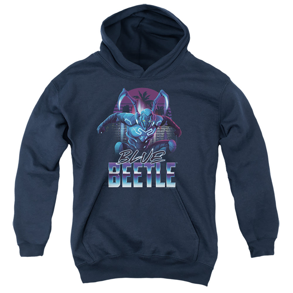 AN OFFCIALLY LICENSED BLUE BEETLE (2023) CITY PROTECTOR YOUTH HOODIE NAVY