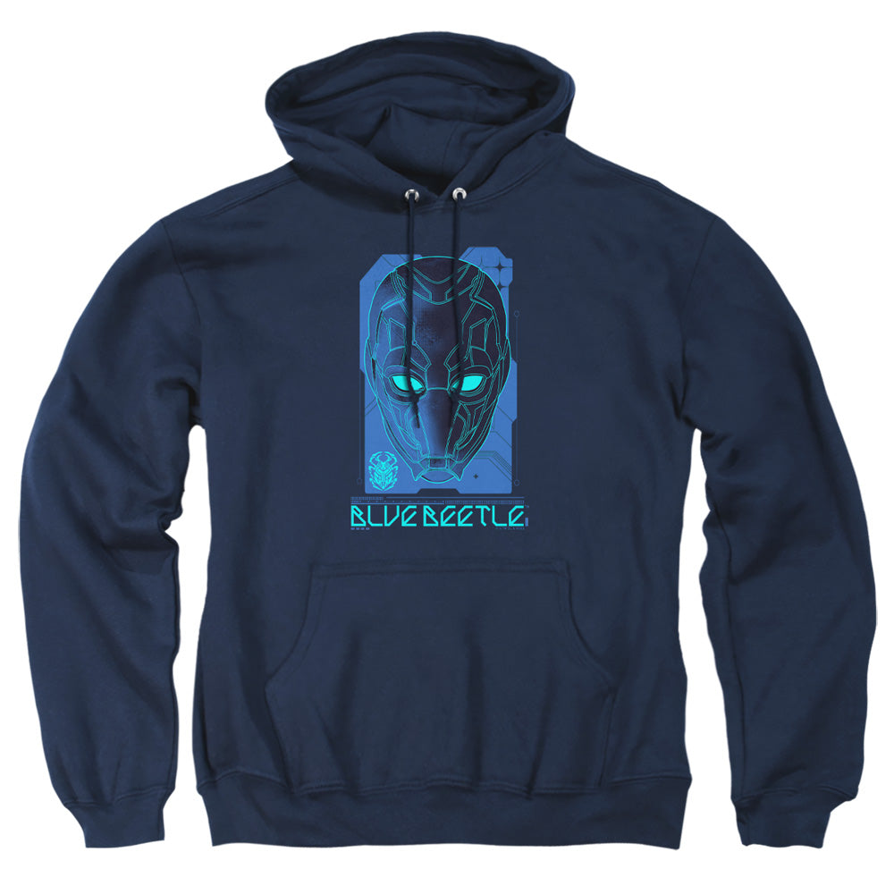 AN OFFCIALLY LICENSED BLUE BEETLE (2023) LARGE MASK ADULT UNISEX PULLOVER HOODIE NAVY