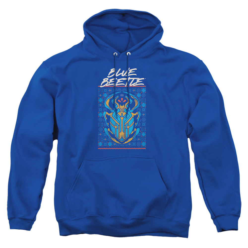 AN OFFCIALLY LICENSED BLUE BEETLE (2023) STYLIZED SCARAB ADULT UNISEX PULLOVER HOODIE ROYAL