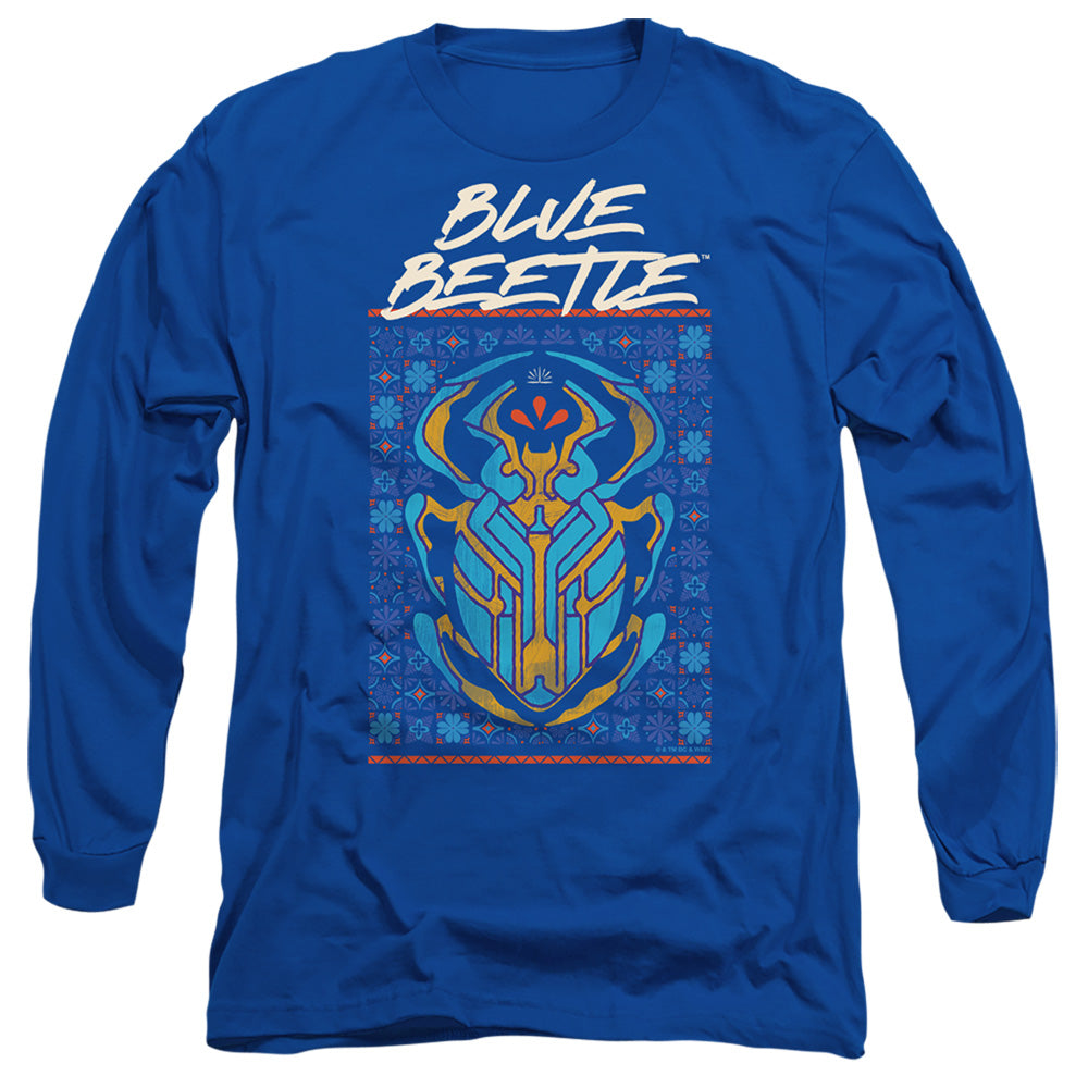 AN OFFCIALLY LICENSED BLUE BEETLE (2023) STYLIZED SCARAB MEN'S LONG SLEEVE T-SHIRT ROYAL