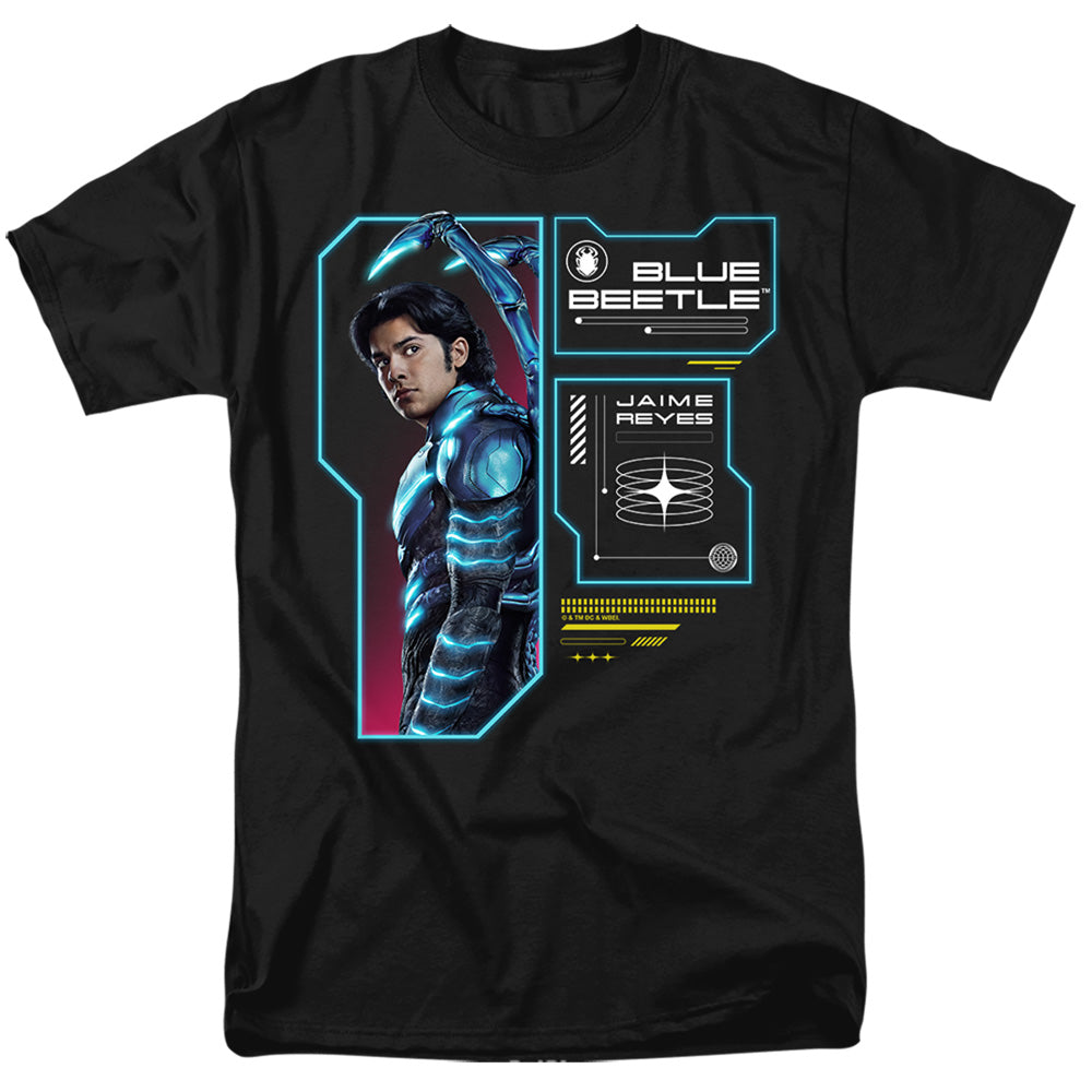 AN OFFCIALLY LICENSED BLUE BEETLE (2023) DATA READ OUT MEN'S REGULAR FIT T-SHIRT BLACK