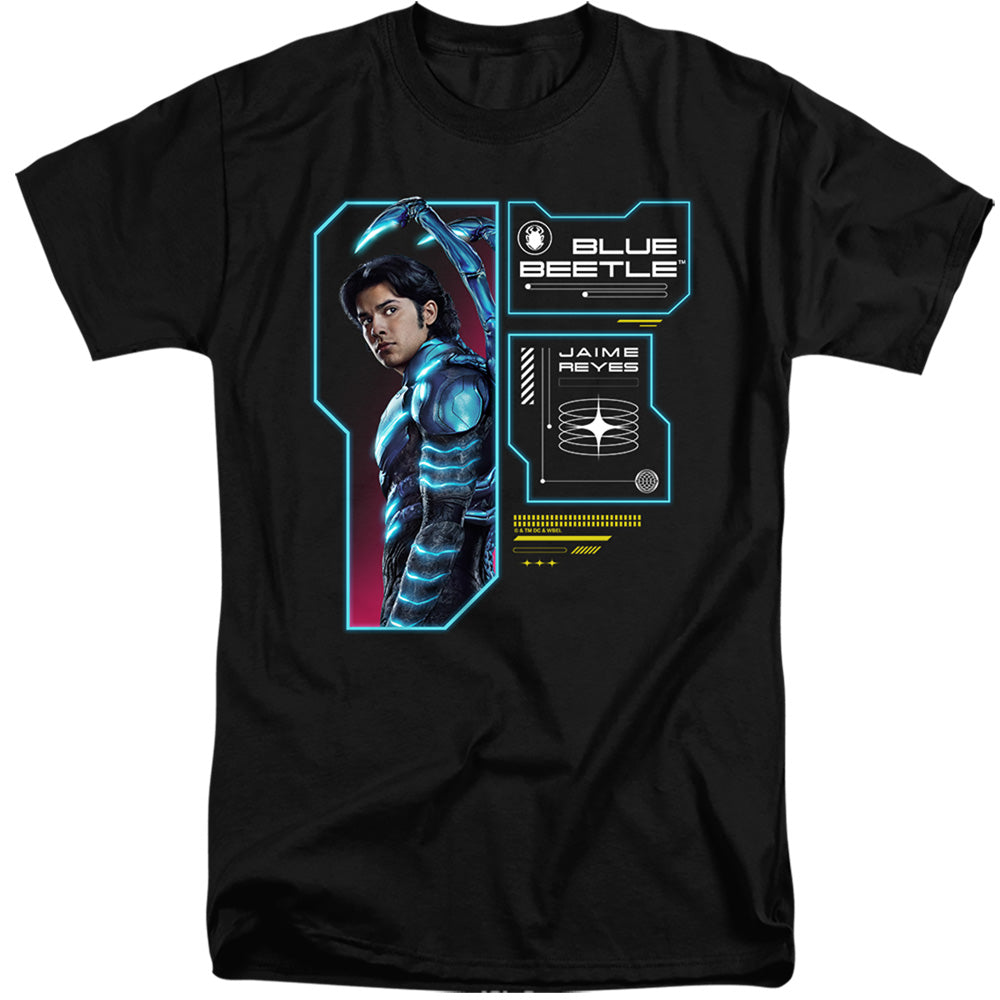 AN OFFCIALLY LICENSED BLUE BEETLE (2023) DATA READ OUT MEN'S TALL FIT T-SHIRT BLACK