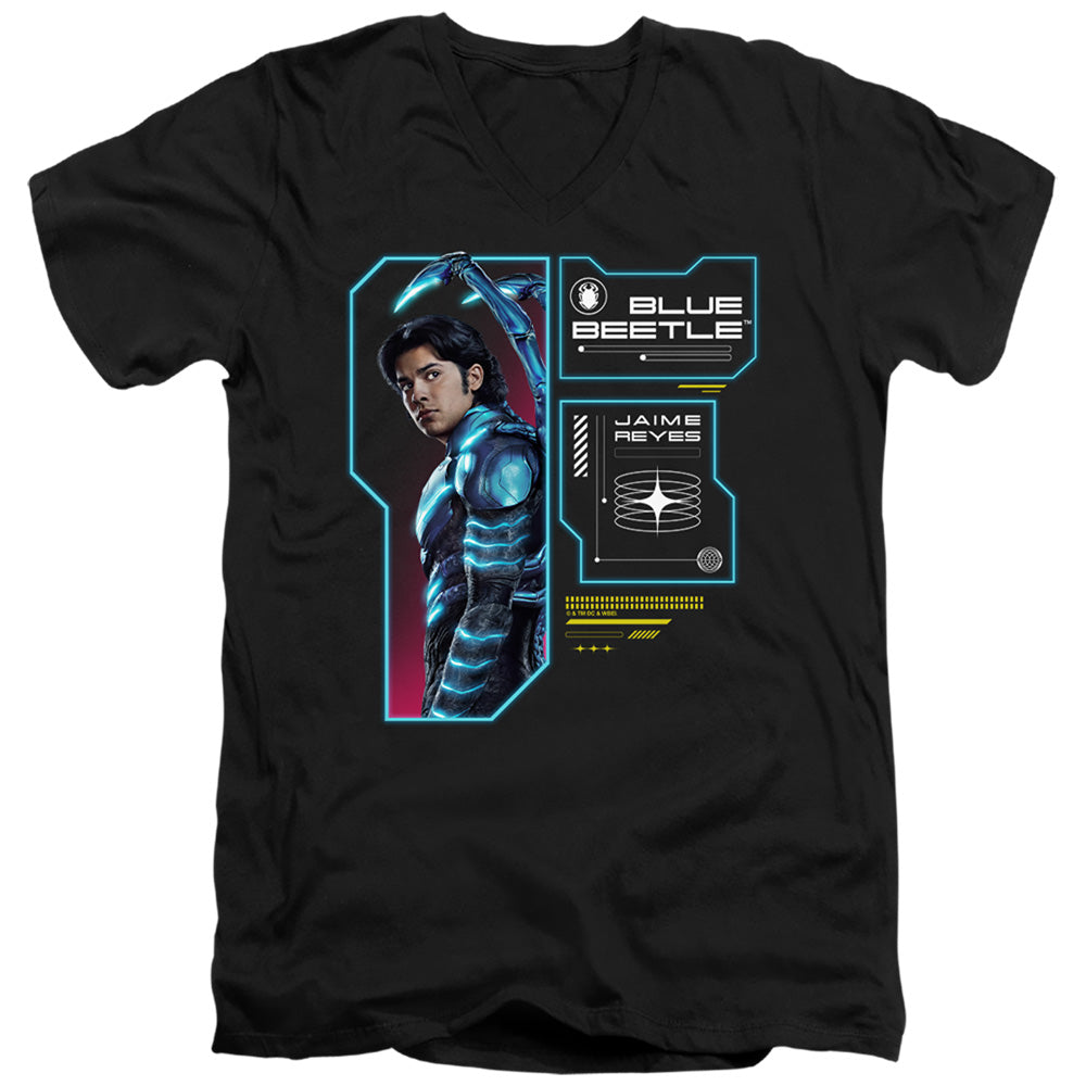 AN OFFCIALLY LICENSED BLUE BEETLE (2023) DATA READ OUT MEN'S V-NECK T-SHIRT BLACK