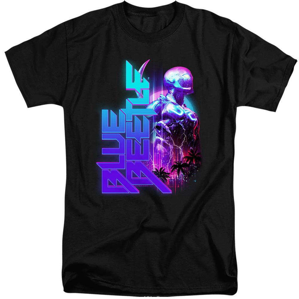 AN OFFCIALLY LICENSED BLUE BEETLE (2023) LIGHTNING MEN'S TALL FIT T-SHIRT BLACK