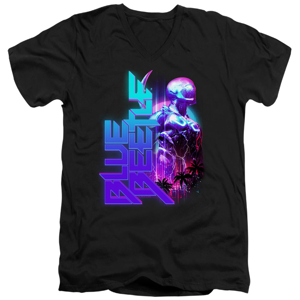 AN OFFCIALLY LICENSED BLUE BEETLE (2023) LIGHTNING MEN'S V-NECK T-SHIRT BLACK