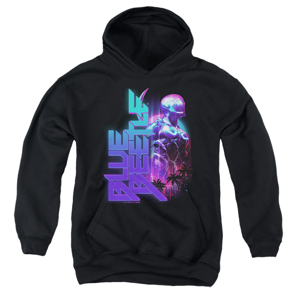 AN OFFCIALLY LICENSED BLUE BEETLE (2023) LIGHTNING YOUTH HOODIE BLACK