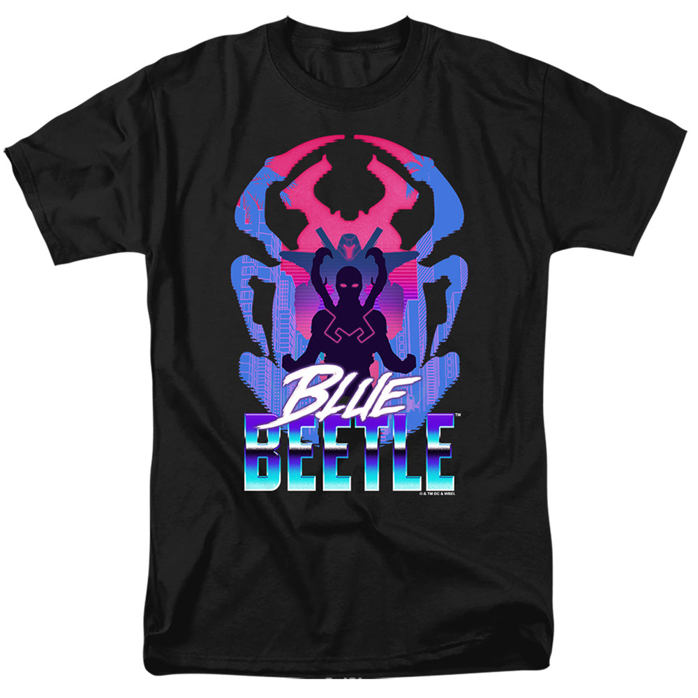 AN OFFCIALLY LICENSED BLUE BEETLE (2023) SILHOUETTE MEN'S REGULAR FIT T-SHIRT BLACK