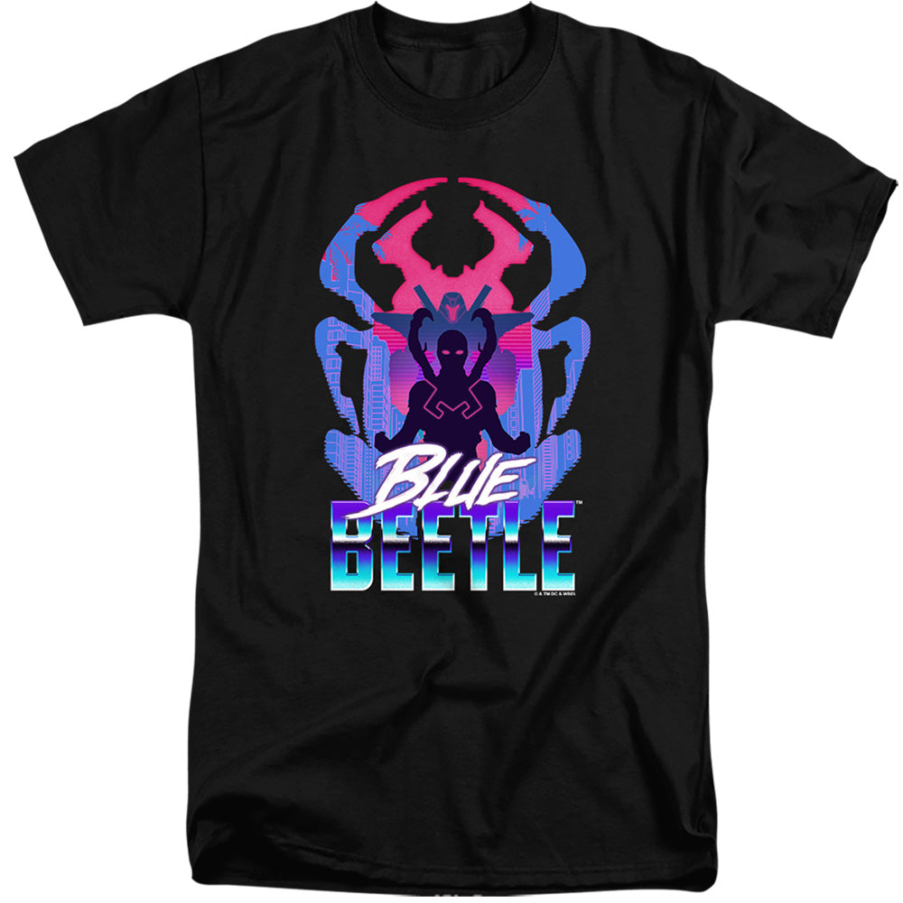 AN OFFCIALLY LICENSED BLUE BEETLE (2023) SILHOUETTE MEN'S TALL FIT T-SHIRT BLACK
