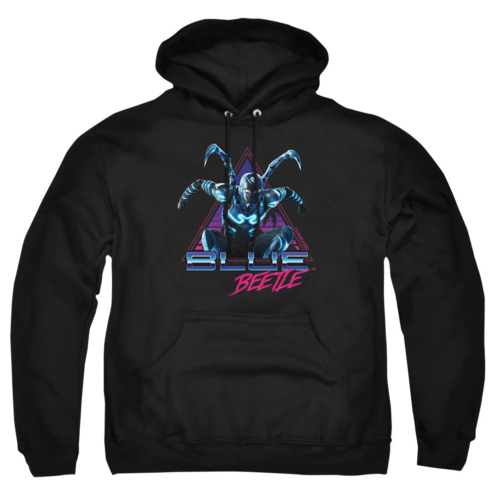 AN OFFCIALLY LICENSED BLUE BEETLE (2023) LEAPING TRIANGLE ADULT UNISEX PULLOVER HOODIE BLACK