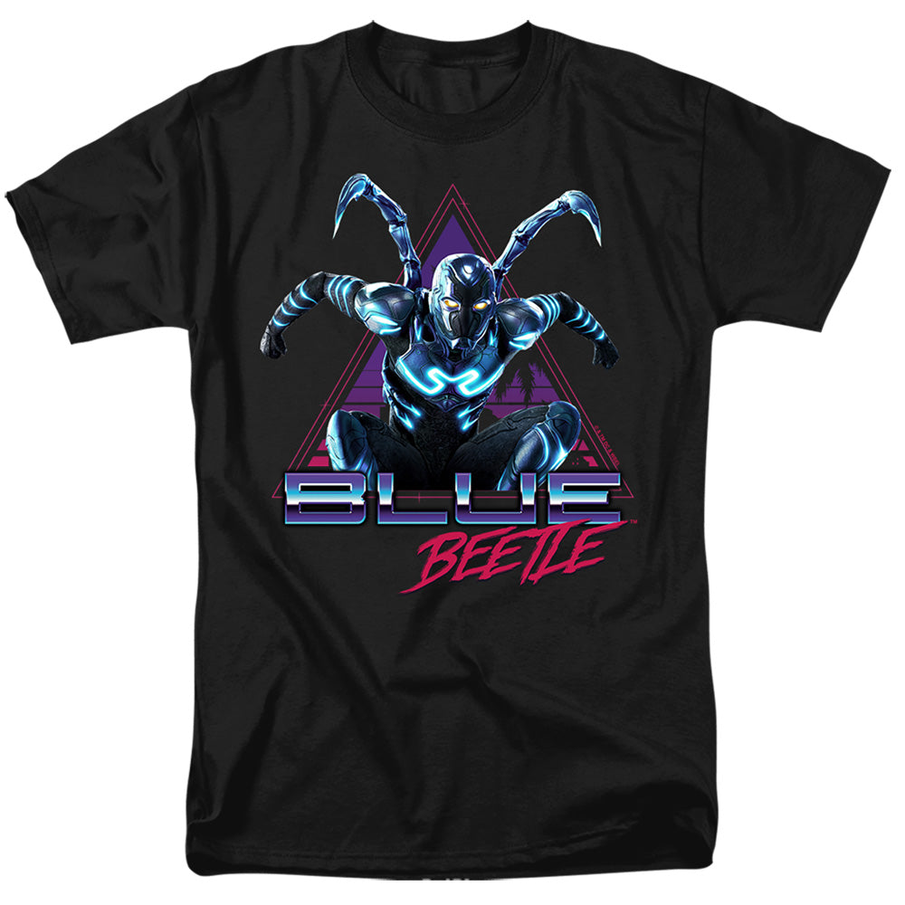 AN OFFCIALLY LICENSED BLUE BEETLE (2023) LEAPING TRIANGLE MEN'S REGULAR FIT T-SHIRT BLACK