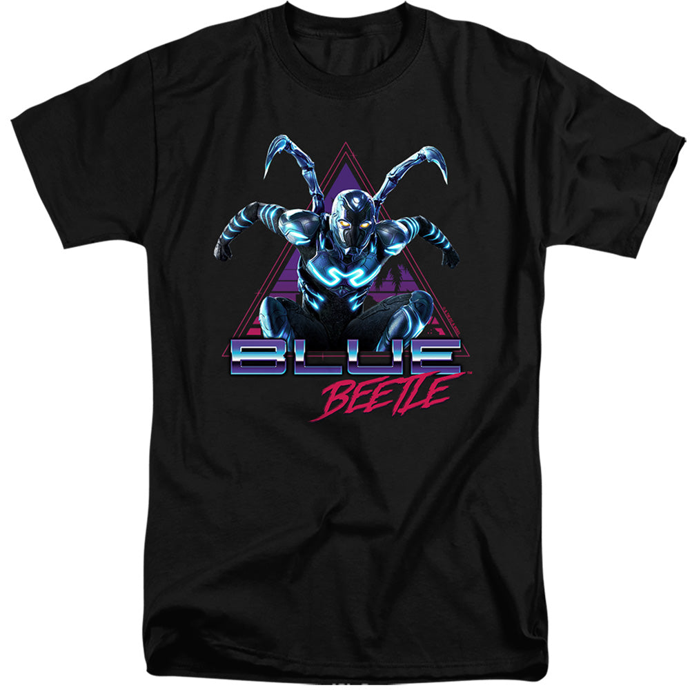 AN OFFCIALLY LICENSED BLUE BEETLE (2023) LEAPING TRIANGLE MEN'S TALL FIT T-SHIRT BLACK