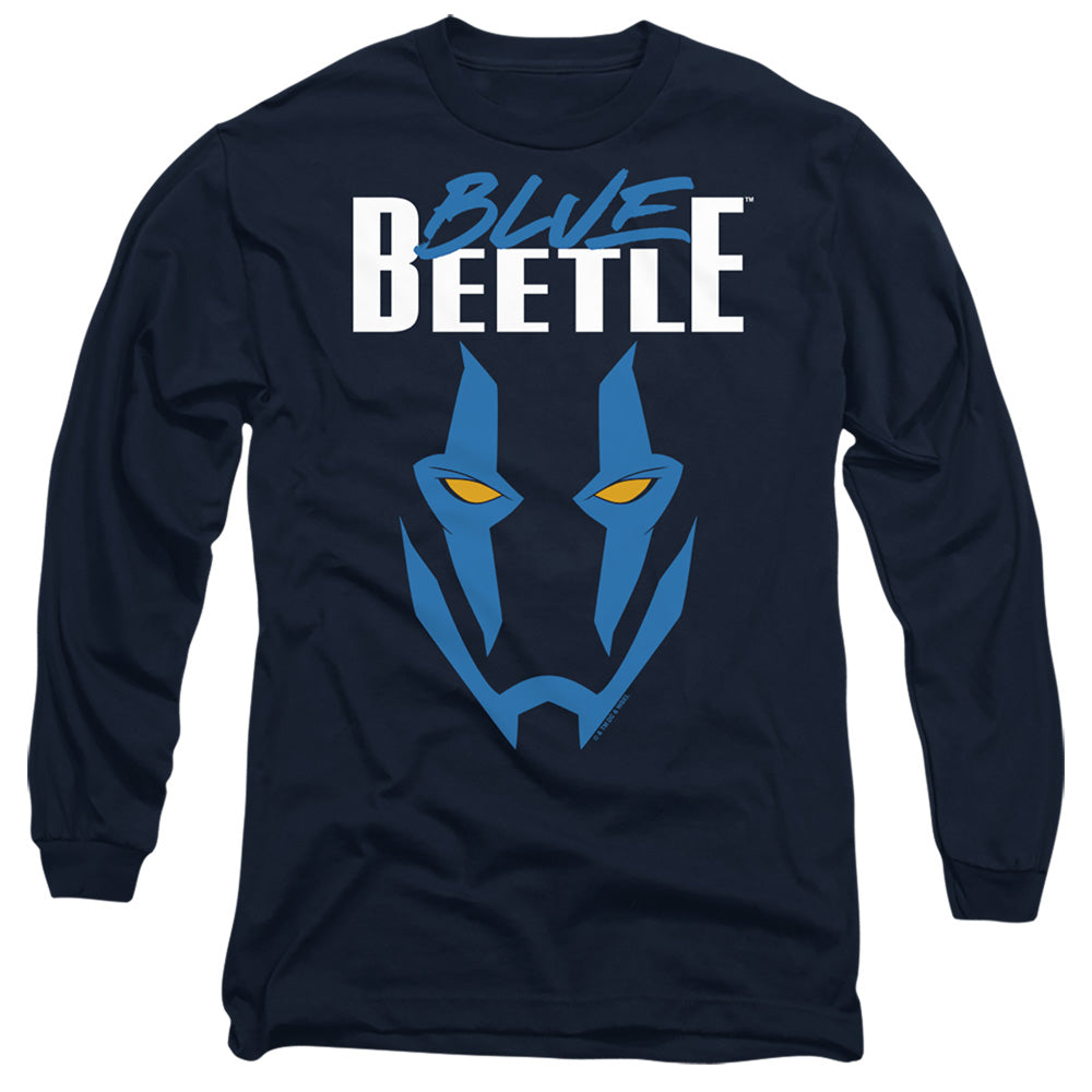 AN OFFCIALLY LICENSED BLUE BEETLE (2023) MASK MEN'S LONG SLEEVE T-SHIRT NAVY