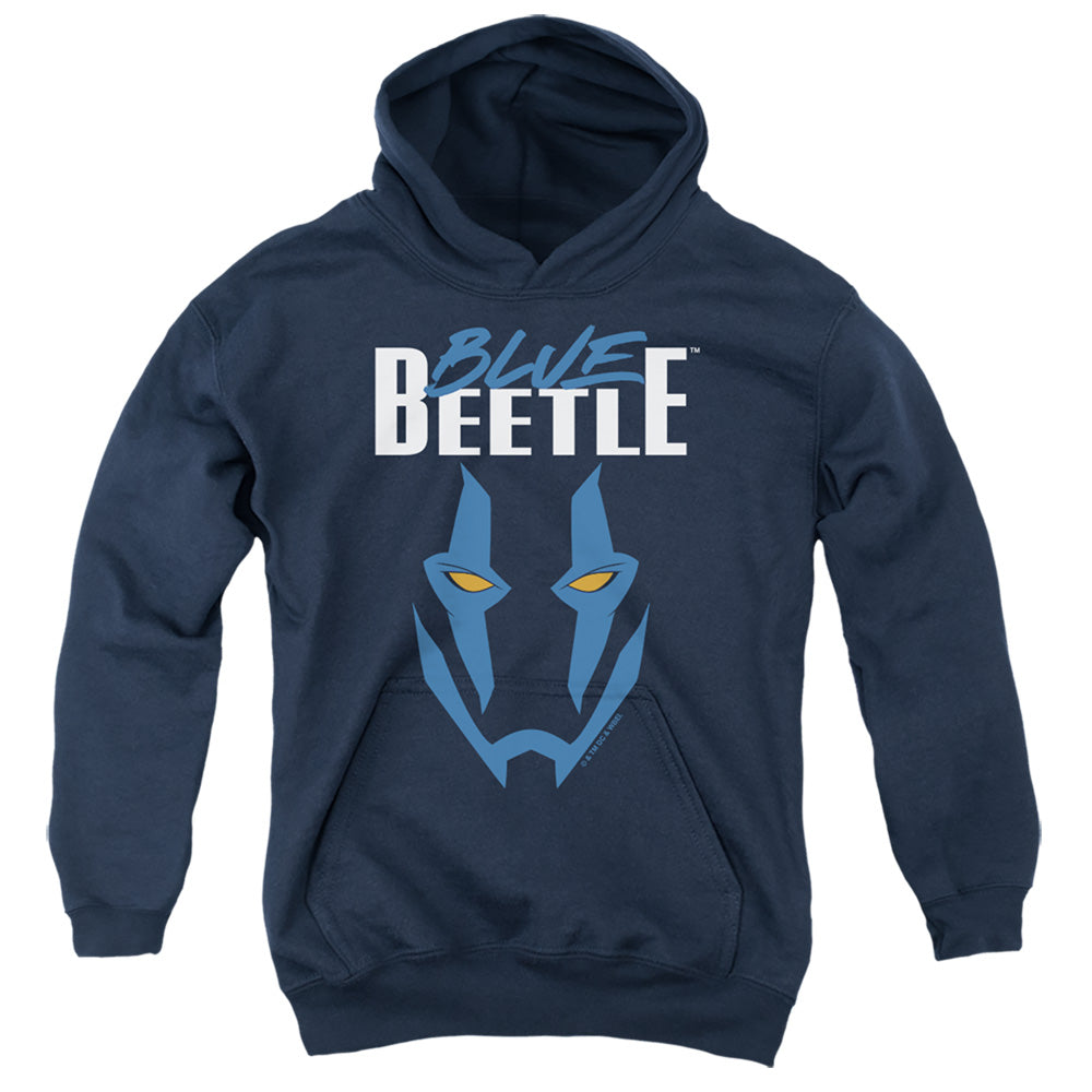AN OFFCIALLY LICENSED BLUE BEETLE (2023) MASK YOUTH HOODIE NAVY