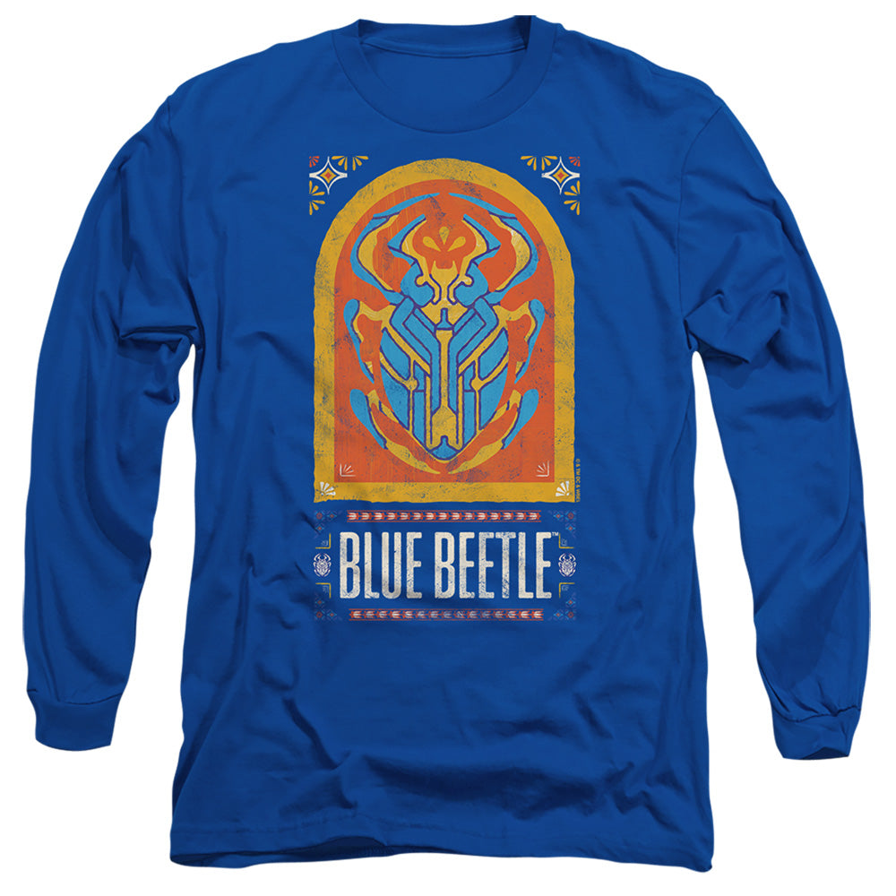 AN OFFCIALLY LICENSED BLUE BEETLE (2023) ARCHWAY MEN'S LONG SLEEVE T-SHIRT ROYAL