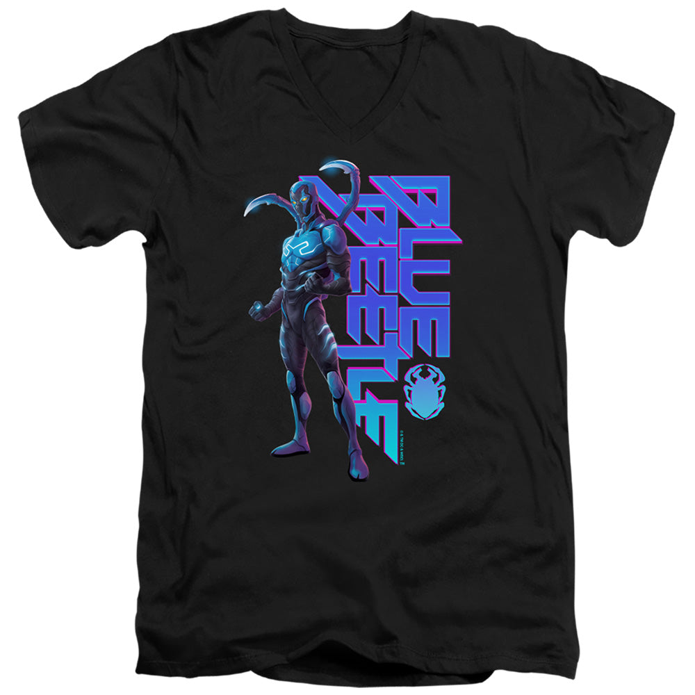 AN OFFCIALLY LICENSED BLUE BEETLE (2023) STANDING MEN'S V-NECK T-SHIRT BLACK