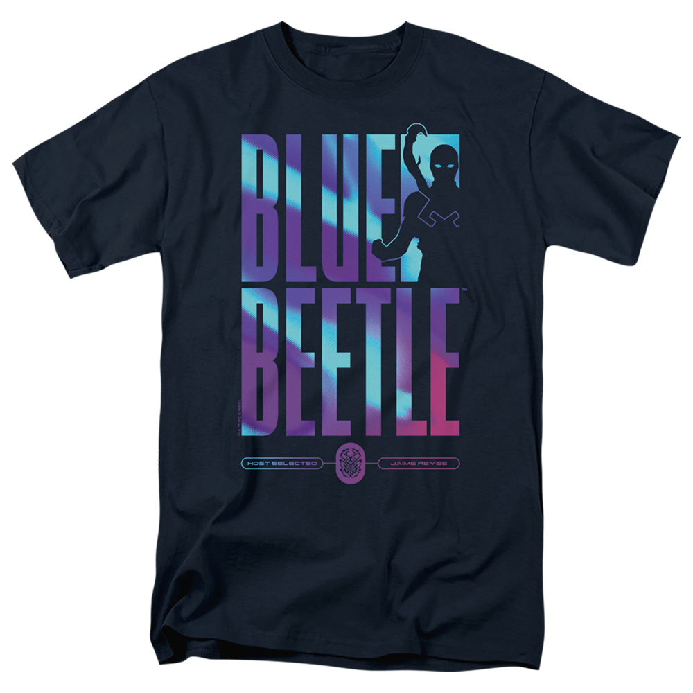 AN OFFCIALLY LICENSED BLUE BEETLE (2023) HERO HOST MEN'S REGULAR FIT T-SHIRT NAVY