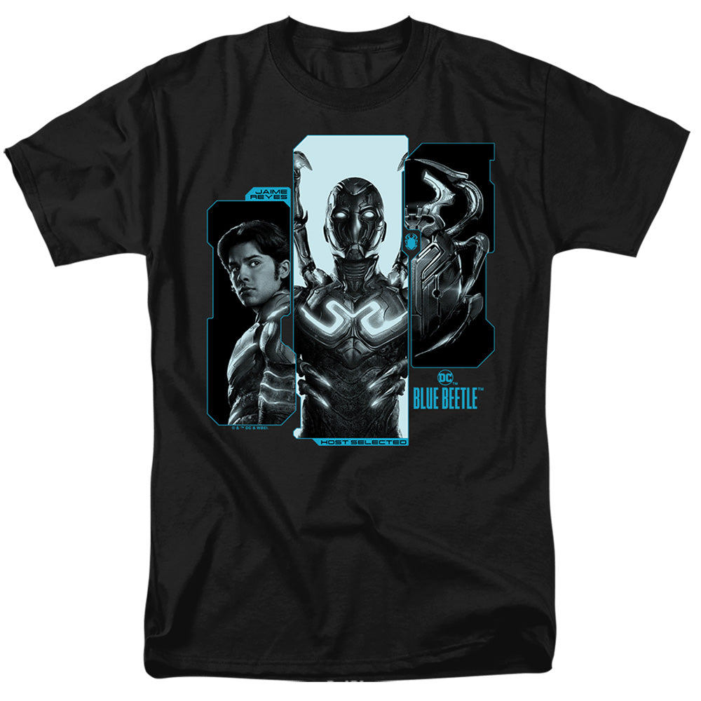 AN OFFCIALLY LICENSED BLUE BEETLE (2023) HOST REYES MEN'S REGULAR FIT T-SHIRT BLACK