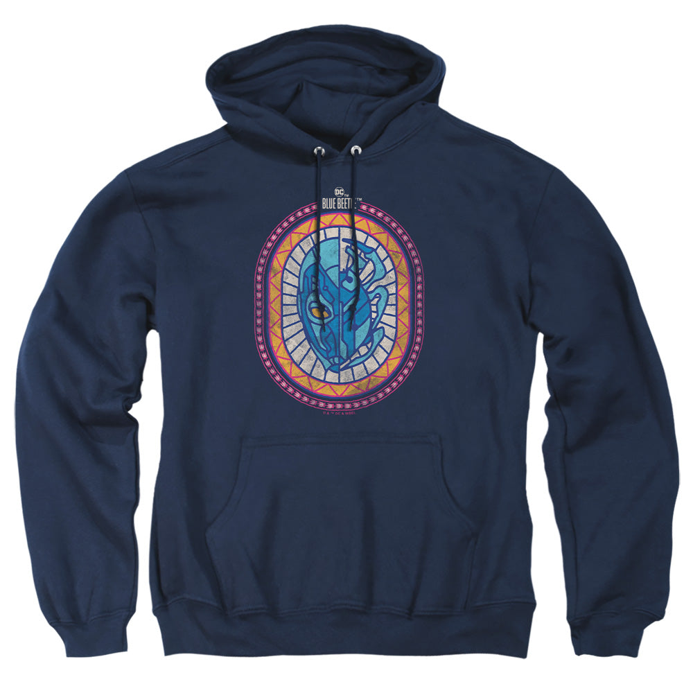 AN OFFCIALLY LICENSED BLUE BEETLE (2023) REYES COURAGE ADULT UNISEX PULLOVER HOODIE NAVY