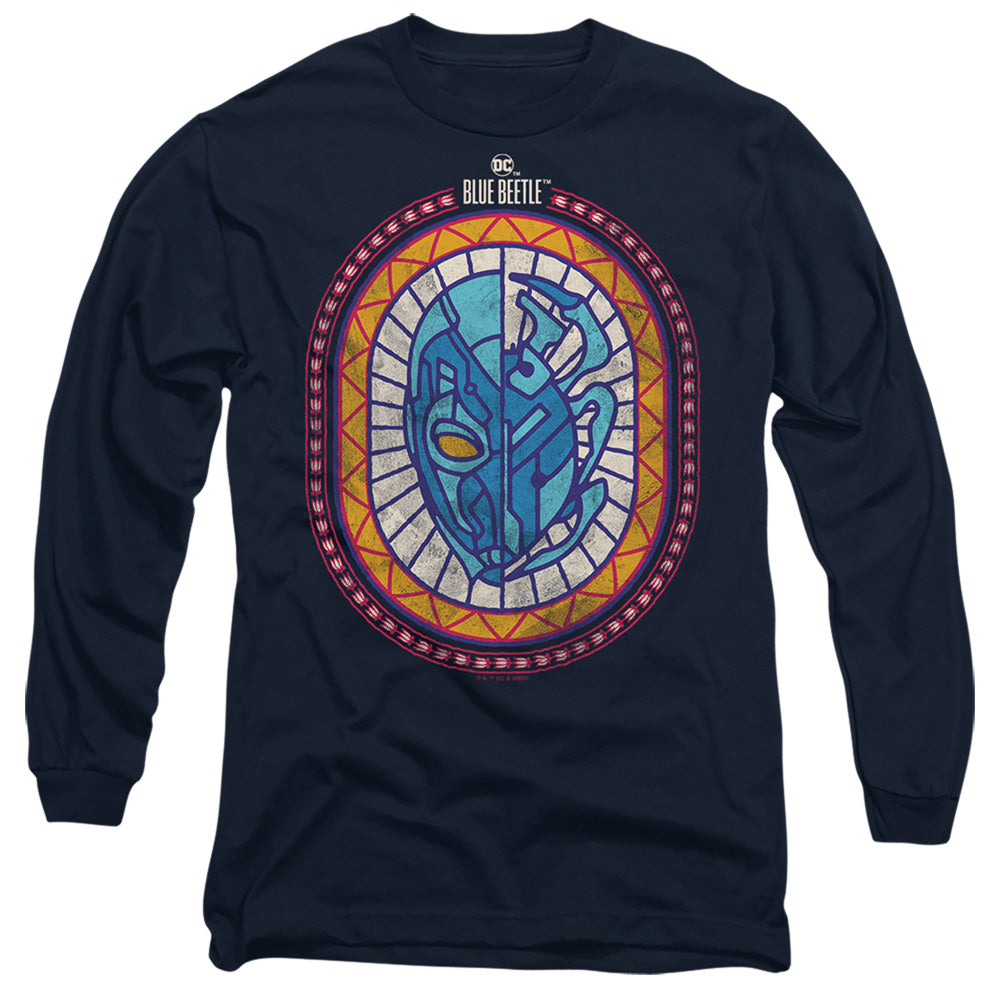 AN OFFCIALLY LICENSED BLUE BEETLE (2023) REYES COURAGE MEN'S LONG SLEEVE T-SHIRT NAVY