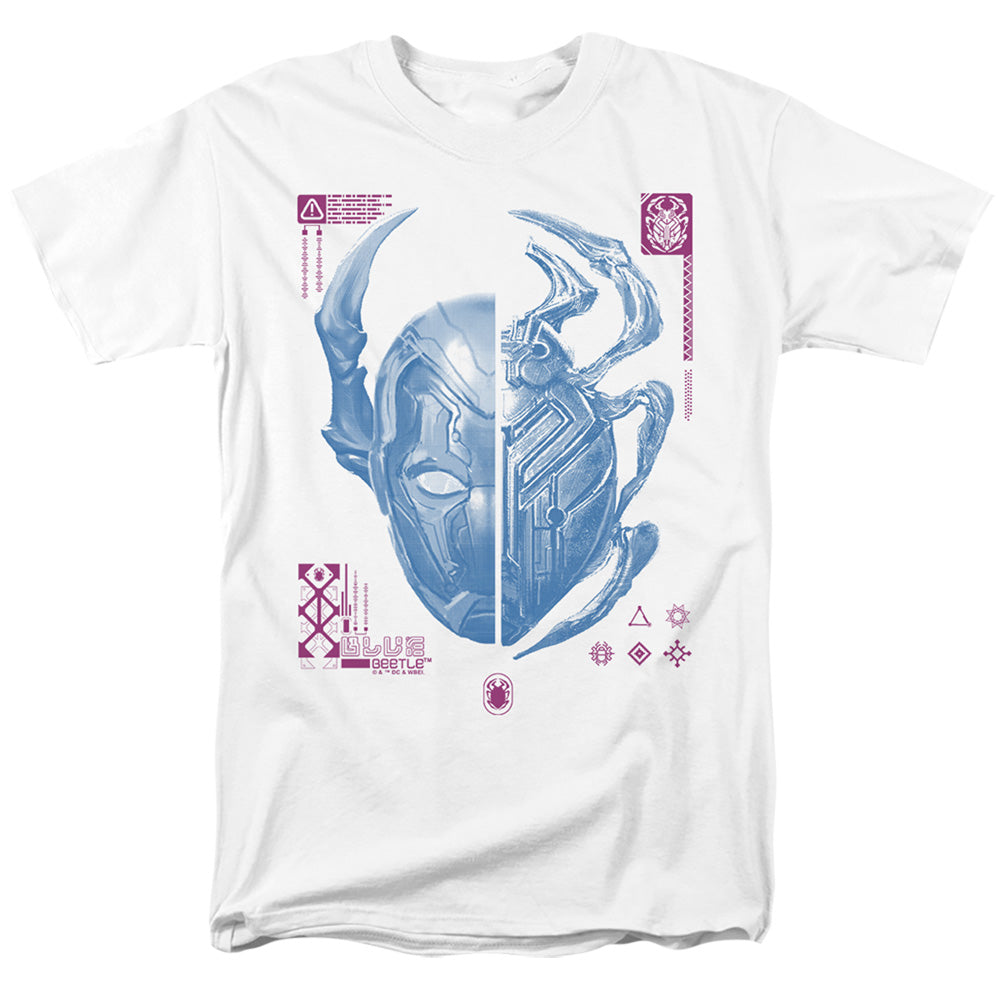 AN OFFCIALLY LICENSED BLUE BEETLE (2023) SPLIT BEETLE MEN'S REGULAR FIT T-SHIRT WHITE