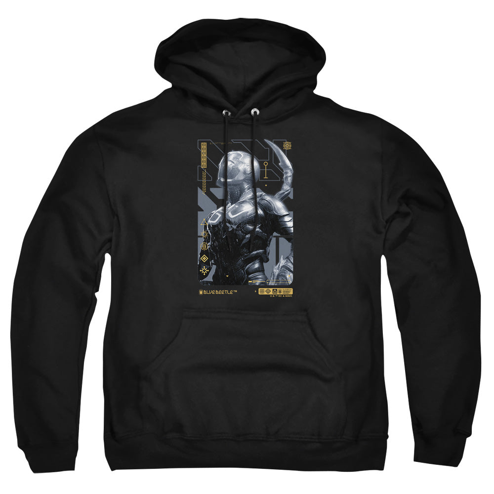 AN OFFCIALLY LICENSED BLUE BEETLE (2023) BEETLE HEADS UP ADULT UNISEX PULLOVER HOODIE BLACK