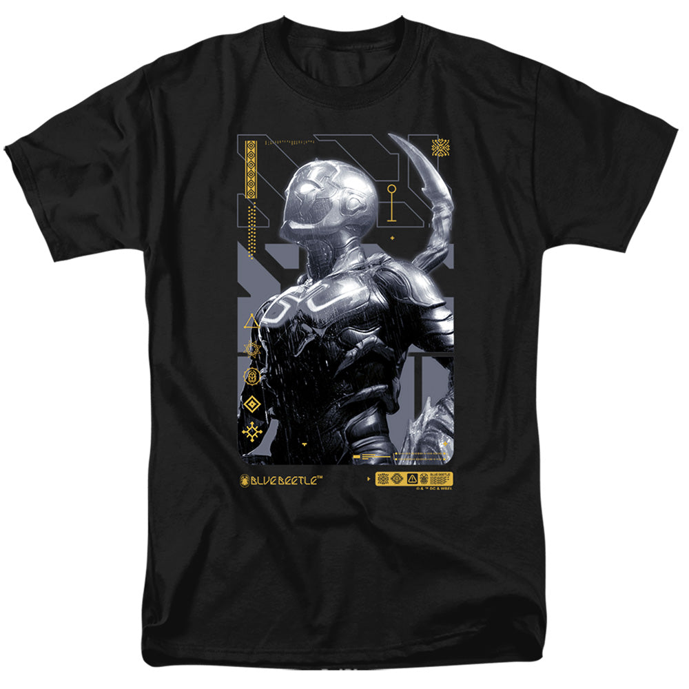 AN OFFCIALLY LICENSED BLUE BEETLE (2023) BEETLE HEADS UP MEN'S REGULAR FIT T-SHIRT BLACK