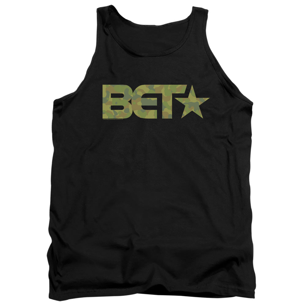 AN OFFCIALLY LICENSED BET BET CAMO LOGO ADULT UNISEX TANK TOP BLACK